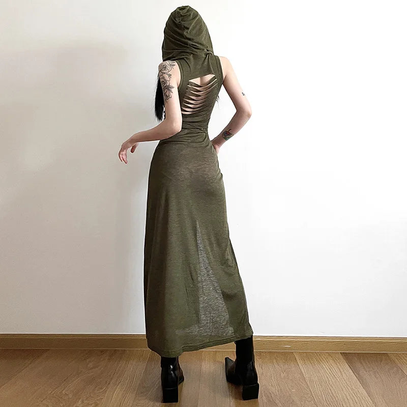Urban Muse: Solid Split-Side Midi Dress for Women